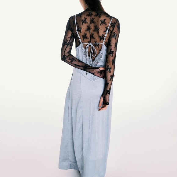 Free People Maybe Forever Grey/Blue Maxi Dress - Picture 3 of 6